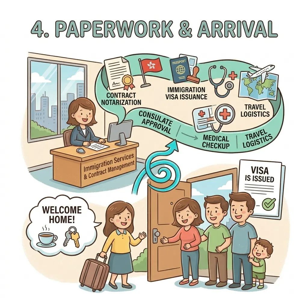 Paperwork and arrival